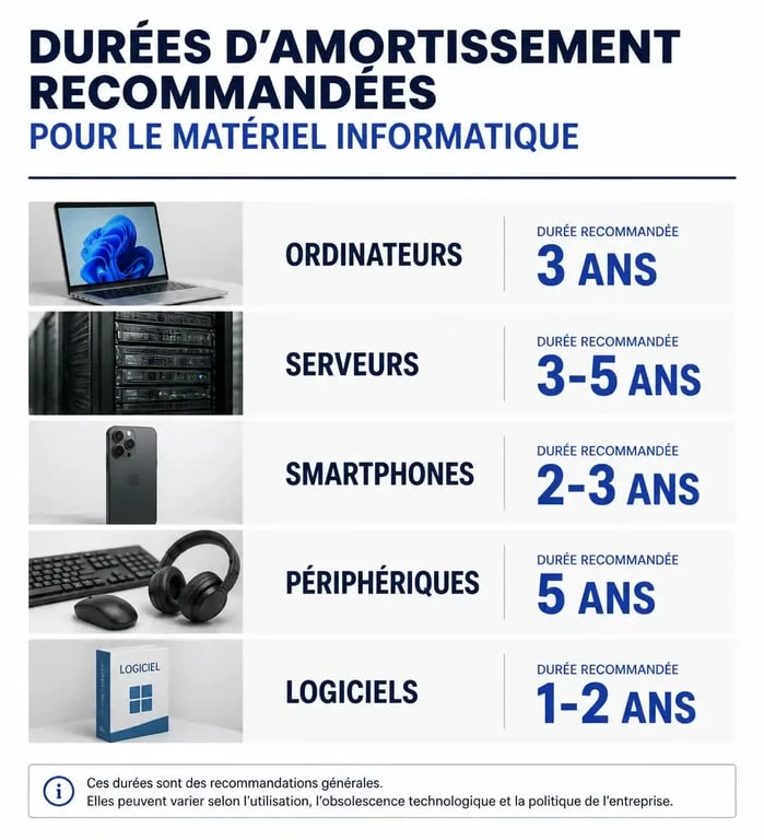 Tableau récapitulatif des durées d'amortissement du matériel informatique pour les entreprises