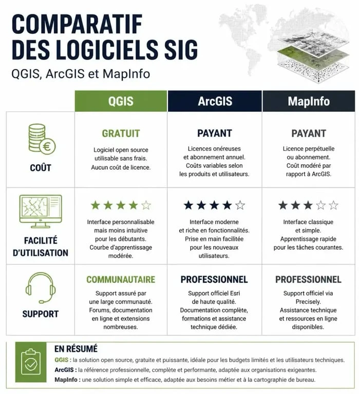 Comparatif des logiciels SIG : QGIS, ArcGIS et MapInfo