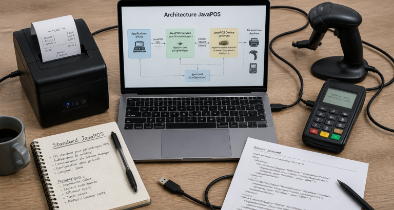 Formation JavaPOS sur bureau technique avec périphériques TPV