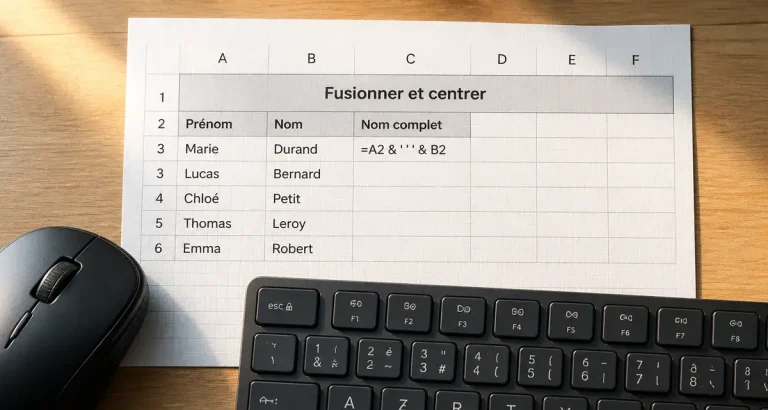 Fusionner deux cellules Excel : fusionner et centrer