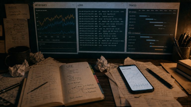 Observabilité informatique : métriques, logs et traces pour systèmes distribués