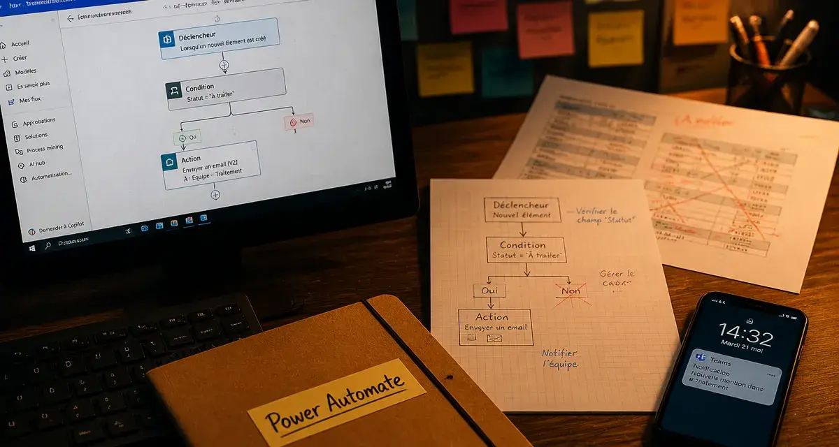 Power Automate : power automate c’est quoi, workflow sans code sur écran