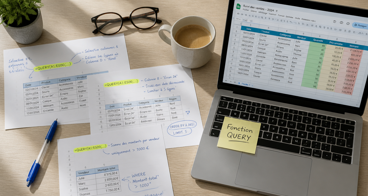 vue bureau avec query google sheet