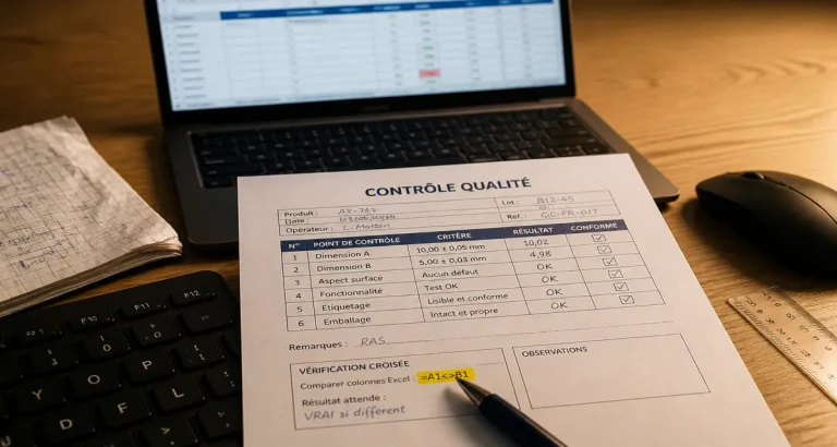 Signe différent excel : pour comparer deux cellules