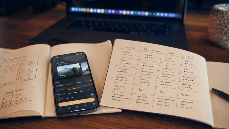 App mobile sur mesure : maquette no code, React Native, Flutter