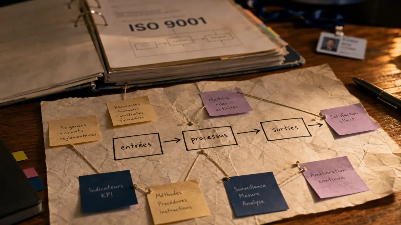 Approche par processus : flux entrées processus sorties, schéma et post-it