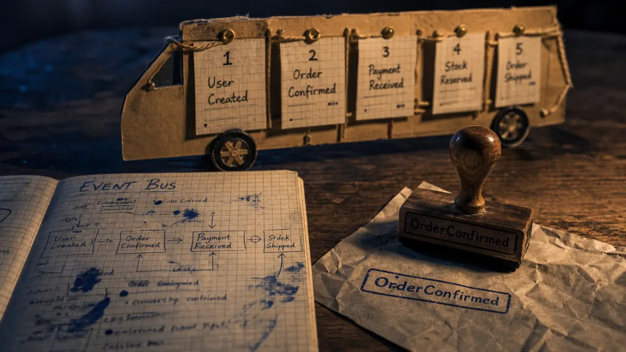 Event driven : bus d’événements sans couplage, production et consommation
