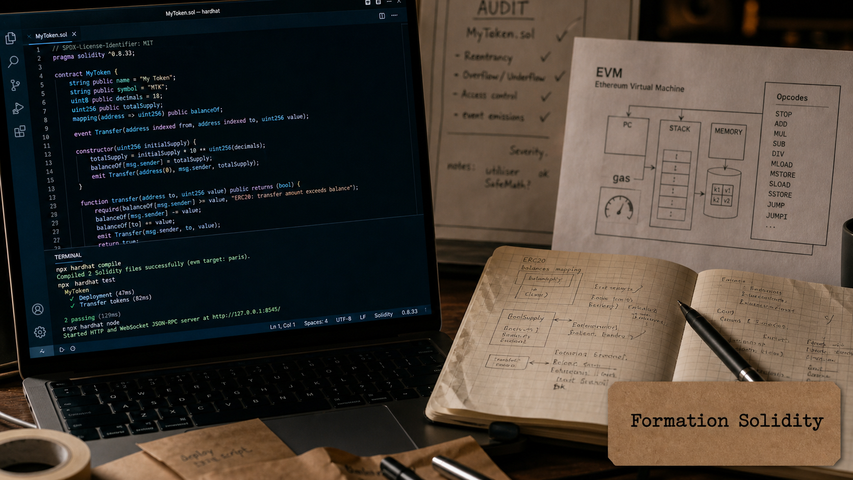 Formation solidity : coder, tester et déployer des smart contracts sécurisés