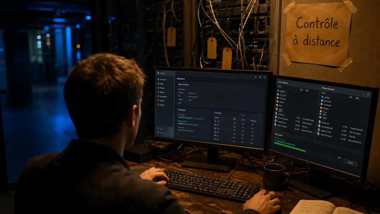 Logiciel controle a distance : écran de contrôle et transfert de fichiers