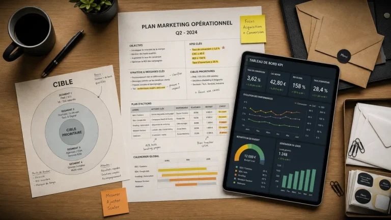Marketing opérationnel : tableau KPI, cibles et mailing pour ventes