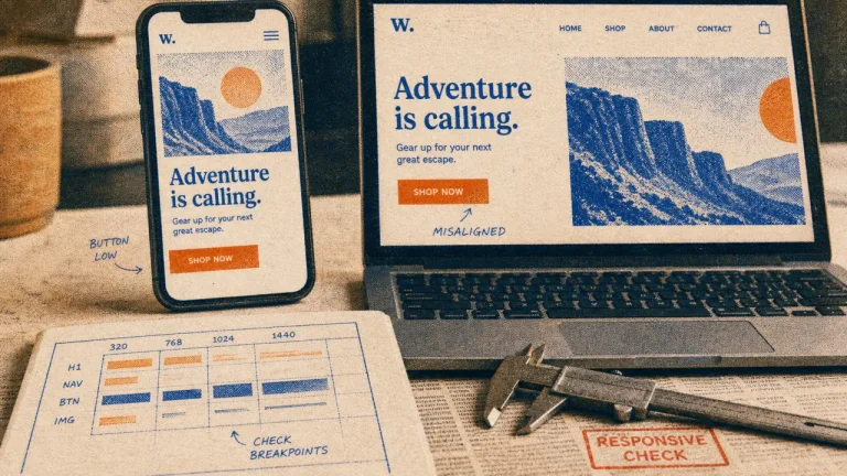 Test site responsive design : bugs sur mobile, tablette et desktop