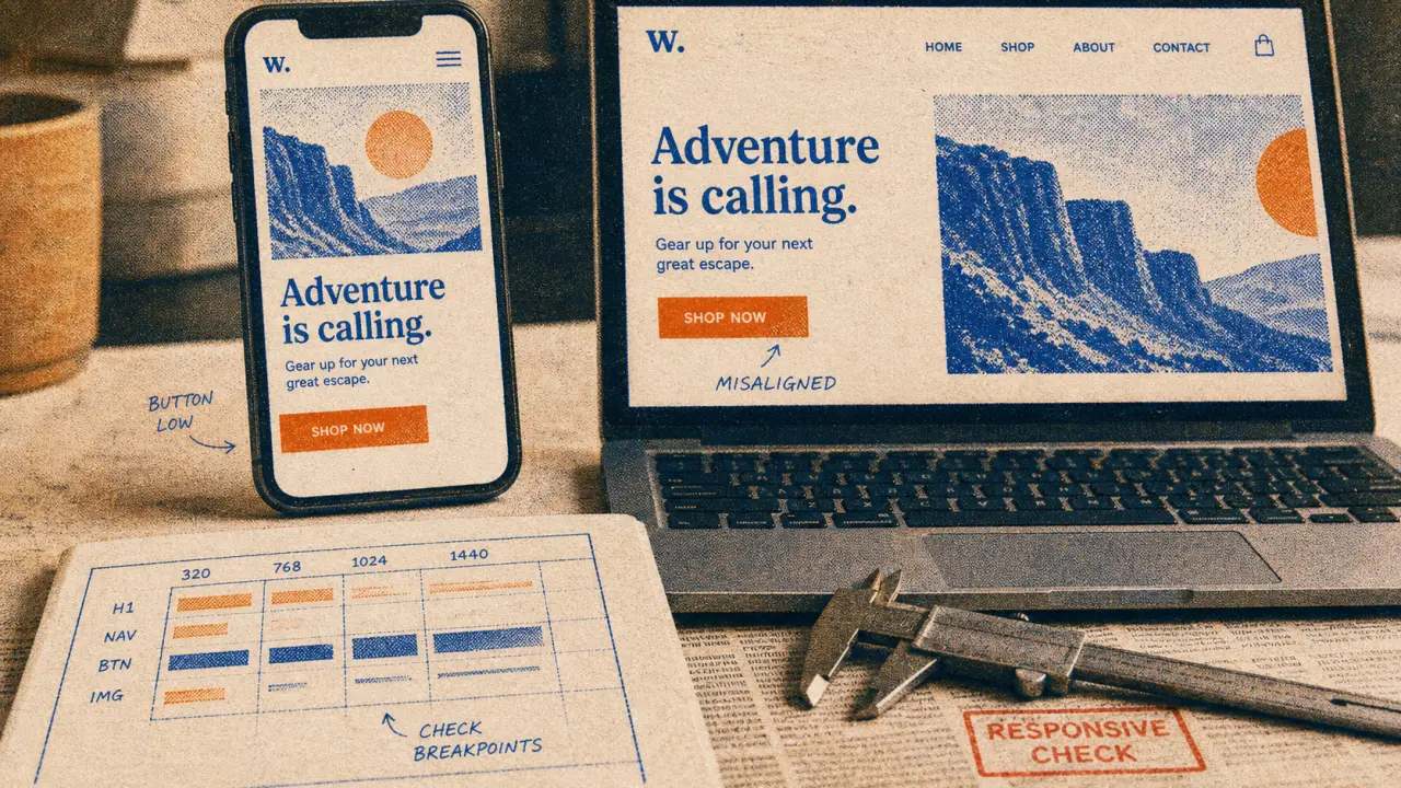 Test site responsive design : bugs sur mobile, tablette et desktop