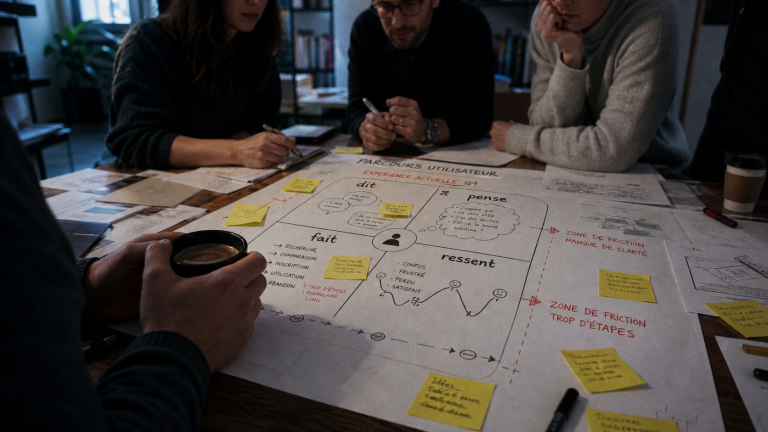 UX map montrant parcours utilisateurs et frictions pour booster la conversion