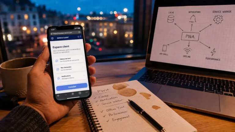 Développement progressive web app rennes : écran PWA “Installer” sur smartphone