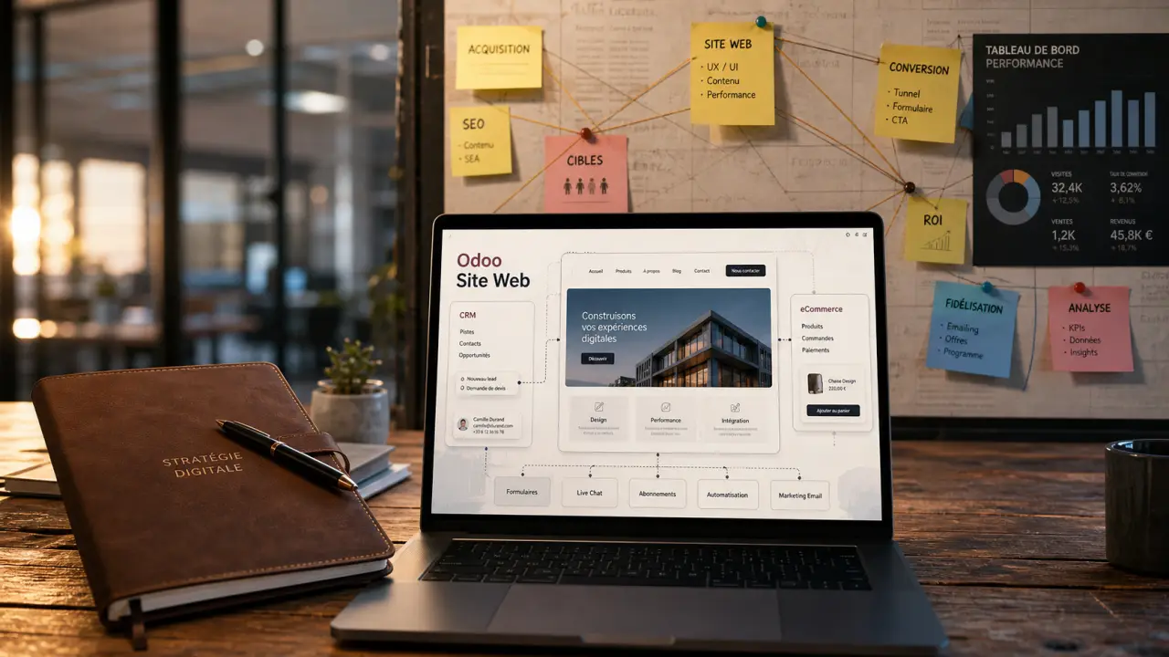 Odoo site web sans code connecté au CRM