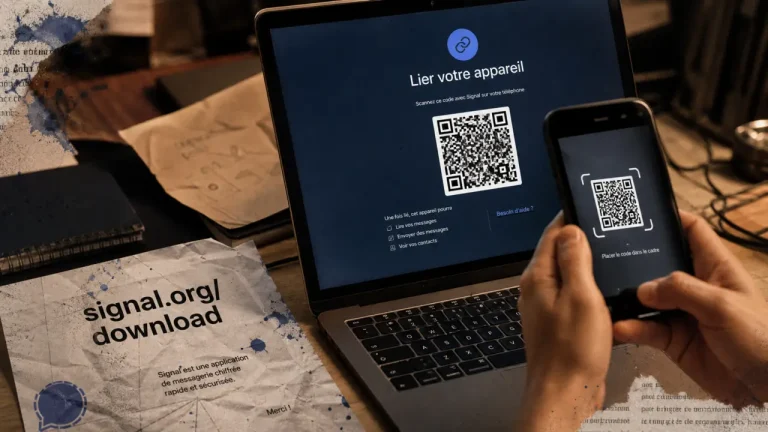 Signal web site sans version web : scan QR pour installer Signal