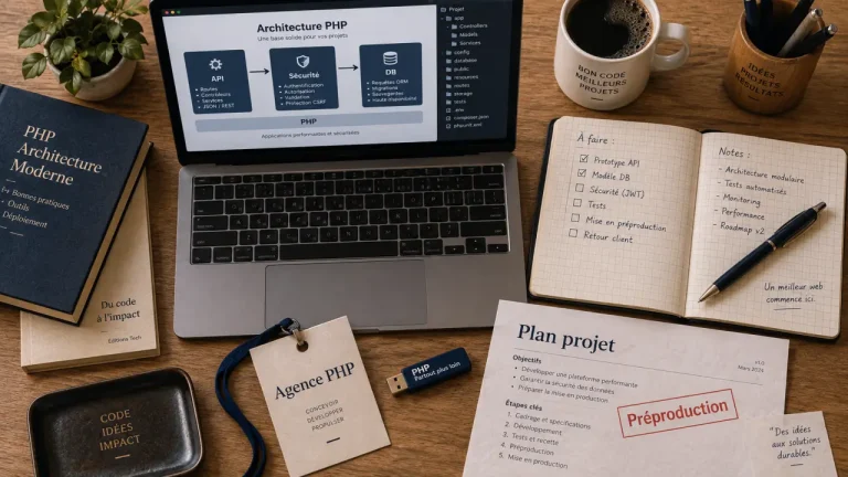Agence web php : schéma API, DB et sécurité pour application maintenable