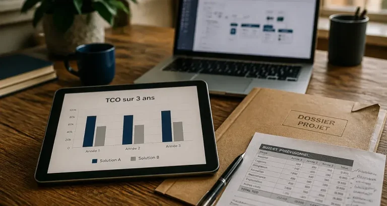 Développement logiciel web sur mesure : graphique TCO sur 3 ans