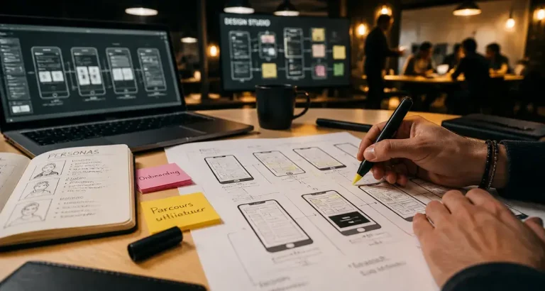 studio design ui ux : maquette UI et wireframes en atelier